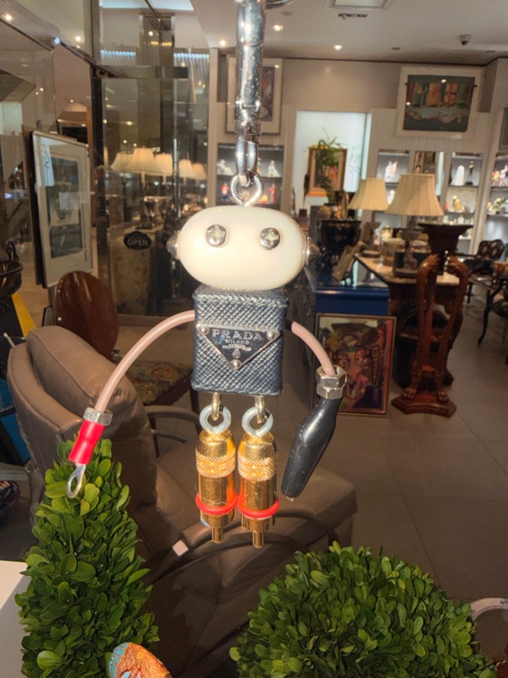 Prada Multicolor Robot Bag Charm — White, Pink, Gold, Black